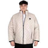 Mode XL Büyük Beden Erkek Dik Yaka Kapitone Mont U24615 Bej