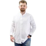 Mode Xl Büyük Beden Erkek Gömlek Uzun Kol Likralı Keten Gömlek U20385 Beyaz - 4XL