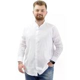 Mode XL Büyük Beden Erkek Gömlek Uzun Kol Likralı Keten Gömlek U20385 Beyaz