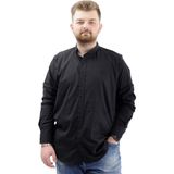 Mode XL Büyük Beden Erkek Gömlek Uzun Kol Siyah Klasik Bol Kesim Rahat Stil U20385 - 4XL