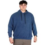 Mode Xl Büyük Beden Erkek Kapüşonlu Sweatshirt Asit Yıkama Interlok U24167 İndigo