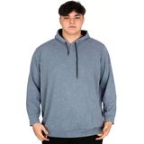Mode Xl Büyük Beden Erkek Kapüşonlu Sweatshirt Asit Yıkama Interlok U24167 Mavi