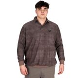 Mode XL Büyük Beden Erkek Polo Yaka Sweatshirt Baskılı Selanik U24440 Kahverengi KAHVERENGI