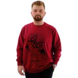 Mode Xl Büyük Beden Erkek Sweatshirt Bisiklet Yaka Baskılı Range U24172 Bordo