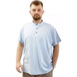 Mode XL Büyük Beden Erkek Tişört Düğmeli Hakim Yaka T-Shirt U24339 Mavi