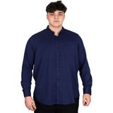 Mode Xl Büyük Beden Erkek Uzun Kol Gömlek Cepli Oxford U20367 Lacivert - 3XL