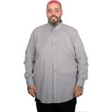 Mode Xl Büyük Beden Erkek Uzun Kollu Keten Gömlek 20396 Gri - 3XL