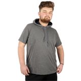 Mode XL Büyük Beden Oversize Tshirt B. Yaka Kapşon Basic 21115 Antrasit ANTRASIT