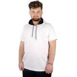Mode XL Büyük Beden Oversize Tshirt Bisiklet Yaka Kapşon Basic 21115 Beyaz SIYAH