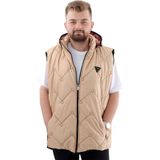 Mode Xl Erkek Büyük Beden Kapitone Kalın Yelek Cepli Kapüşonlu U24701 Bej - 7XL