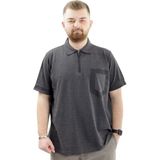 Mode XL U24325 Antrasit Polo Yaka Fermuarlı Erkek T-shirt