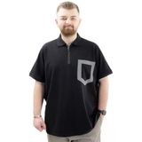 Mode XL U24325 Siyah Polo Yaka Fermuarlı Erkek T-shirt