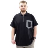 Mode XL U24325 Siyah Polo Yaka Fermuarlı Erkek T-shirt