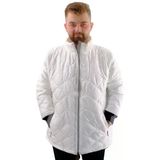 Mode XL U24611 Beyaz Dik Yaka Ribanalı Kol Erkek Mont