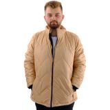 Mode XL U24611 Dik Yaka Ribanalı Kol Fermuarlı Açık Kahve Erkek Mont