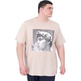 Mode XL U25027 Statue Bej Bisiklet Yaka Erkek T-shirt