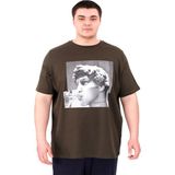 Mode XL U25027 Statue Haki Bisiklet Yaka Erkek T-shirt
