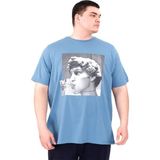Mode XL U25027 Statue Mavi Bisiklet Yaka Erkek T-shirt