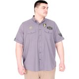 Mode XL U25601 Koyu Gri Çift Cep Kapaklı Gabardin Erkek Gömlek