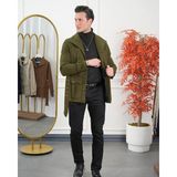 Modefendicom Kayık Yaka Kuzu Kaşmir Kaban - 2XL - Haki