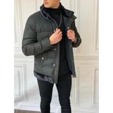 Modefendicom Mumlu Kumaş Yaka ve Alt Kısmı Kürk Detaylı Şişme Mont - Siyah - 2XL