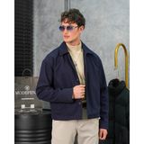 Modefendicom Orta Slim Fit Düğme Detaylı Kaşmir Kaban - Lacivert
