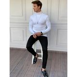 Modefendicom Slim Fit A Kalite Pamuk Tam Boğazlı Kazak - Beyaz - 3XL