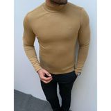 Modefendicom Slim Fit A Kalite Pamuk Tam Boğazlı Kazak - Hardal - 2XL