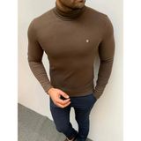 Modefendicom Slim Fit A Kalite Pamuk Tam Boğazlı Kazak - Kahverengi