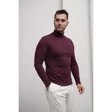 Modefendicom Slim Fit Italyan Kesim Tam Balıkçı Boğazlı Kazak - Mor - XL