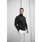 Modefendicom Slim Fit Italyan Kesim Tam Balıkçı Boğazlı Kazak - Siyah