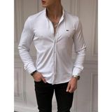 Modefendicom Slimfit Merserize Pamuk Uzun Kollu Gömlek - Beyaz - 2XL