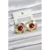 Model Bordo Gold Renk Pirinç Kadın Küpe