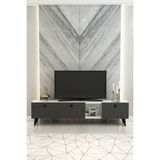 Model Hera 180 cm 3 Kapaklı Televizyon Ünitesi Modern Tv Ünitesi – Tv Sehpası | Televizyon Konsolu - Antrasit - Beyaz