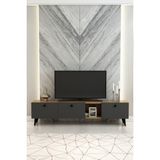 Model Hera 180 cm 3 Kapaklı Televizyon Ünitesi Modern Tv Ünitesi – Tv Sehpası | Televizyon Konsolu - Atlantik Çam - Antrasit