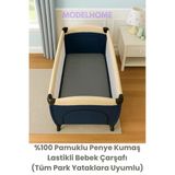 MODELHOME Antrasit Renkli %100 Pamuklu Penye Kumaş Lastikli Bebek Yatağı Çarşafı (Tüm Park Yataklara Uyumlu)