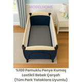 MODELHOME Antrasit Renkli %100 Pamuklu Soft Penye Kumaş Lastikli Bebek Yatağı Çarşafı (Tüm Park Yataklara Uyumlu) - 70 x 130 cm