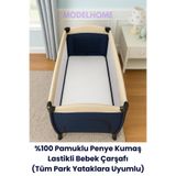 MODELHOME Beyaz Renkli %100 Pamuklu Soft Penye Kumaş Lastikli Bebek Yatağı Çarşafı (Tüm Park Yataklara Uyumlu)