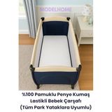 MODELHOME Beyaz Renkli%100 Pamuklu Soft Penye Kumaş Lastikli Bebek Yatağı Çarşafı (Tüm Park Yataklara Uyumlu) Beyaz 70 x 130