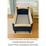 MODELHOME Gri Renkli %100 Pamuklu Soft Penye Kumaş Lastikli Bebek Yatağı Çarşafı (Tüm Park Yataklara Uyumlu) - 70 x 130 cm