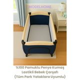 MODELHOME Gri Renkli %100 Pamuklu Soft Penye Kumaş Lastikli Bebek Yatağı Çarşafı (Tüm Park Yataklara Uyumlu)