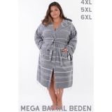 MODELHOME Pamuklu Gri Renkli Büyük Beden Kapüşonlu Peştamal Bornoz, Sabahlık ve Plaj Elbisesi (Mega Beden) - 5XL