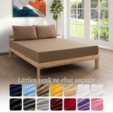 MODELHOME Ranforce Akfil Kahverengi Lastikli Çarşaf 1 Adet Yastık Kılıflı Tek Kişilik Fitted Çarşaf Seti 120x200 - 120 x 200 cm