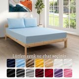 MODELHOME Ranforce Akfil Mavi Lastikli Çarşaf 2 Adet Yastık Kılıflı Battal Boy Çarşaf Seti 200x200 - 200 x 200 cm