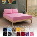 MODELHOME Ranforce Akfil Pembe Lastikli Çarşaf 2 Adet Yastık Kılıflı Battal Boy Çarşaf Seti 200x200 - 200 x 200 cm