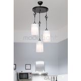 Modelight Ceylin 3Lu Siyah Optik Opal Camli Avize