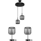 Modelight Haliç Avize Abajur Yatak Odası Aydınlatma Set - 2 - Siyah