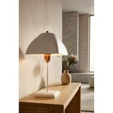 Modelight Karmen Abajur -Retro Modern Mantar / Kubbeli Komodin Lambası - Salon,oturma Odası, Antre,yatak Odası, Ofis Başucu Masa Lambası - Bakır Kuka - Beyaz