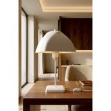 Modelight Karmen Abajur -Retro Modern Mantar / Kubbeli Komodin Lambası - Salon,oturma Odası, Antre,yatak Odası, Ofis Başucu Masa Lambası - Beyaz Kuka