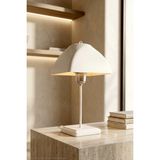 Modelight Karmen Abajur -Retro Modern Mantar / Kubbeli Komodin Lambası - Salon,oturma Odası, Antre,yatak Odası, Ofis Başucu Masa Lambası - Krom Kuka - Beyaz